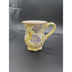 Capriware Hand-Painted Floral Pedestal Coffee Mug  - Vintage